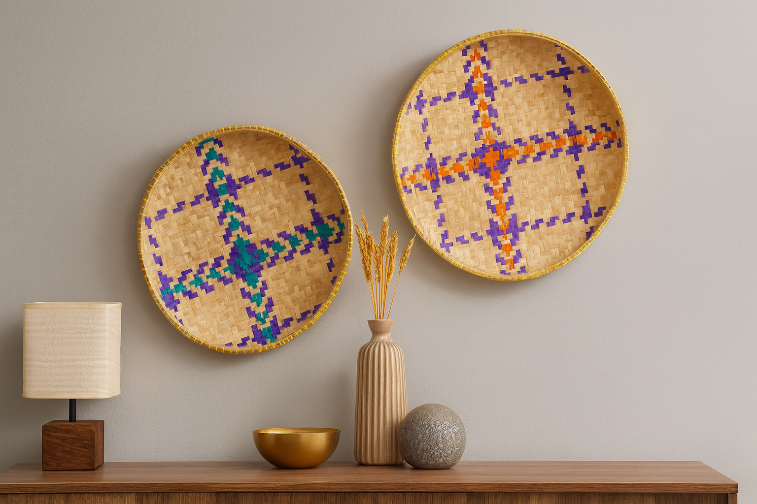 Handwoven Bamboo Decorative Tray